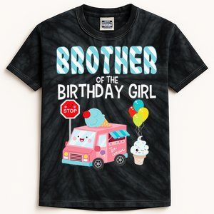 Brother Of The Birthday Girl Ice Cream Truck Bday Party Kids Tie-Dye T-Shirt