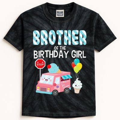 Brother Of The Birthday Girl Ice Cream Truck Bday Party Kids Tie-Dye T-Shirt