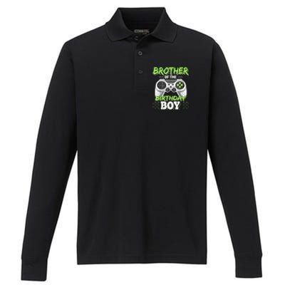 Brother Of The Birthday Boy Matching Video Game Birthday Performance Long Sleeve Polo