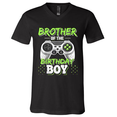 Brother Of The Birthday Boy Matching Video Game Birthday V-Neck T-Shirt