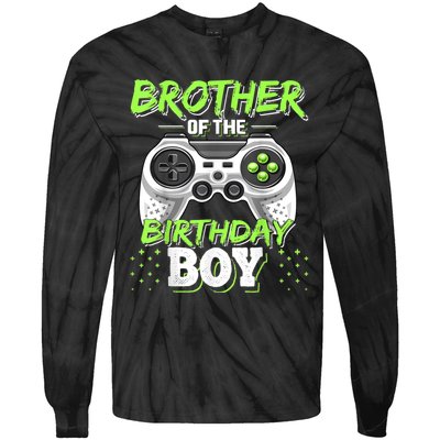 Brother Of The Birthday Boy Matching Video Game Birthday Tie-Dye Long Sleeve Shirt