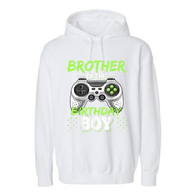 Brother Of The Birthday Boy Matching Video Game Birthday Garment-Dyed Fleece Hoodie