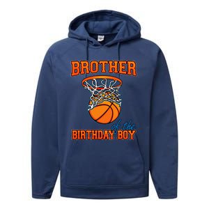 Brother Of The Birthday Boy Basketball Birthday Family Party Performance Fleece Hoodie