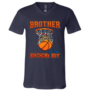 Brother Of The Birthday Boy Basketball Birthday Family Party V-Neck T-Shirt