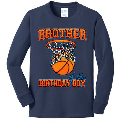 Brother Of The Birthday Boy Basketball Birthday Family Party Kids Long Sleeve Shirt