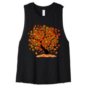 Beautiful Oak Tree Nature Thanksgiving Fall Autumn Women's Racerback Cropped Tank