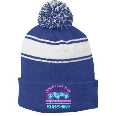 Bring On The Sunshine Graphic Tees Summer 'S Gift Stripe Pom Pom Beanie