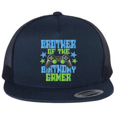 Brother Of The Birthday Gamer And Bday Party Flat Bill Trucker Hat