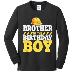 Brother of the Birthday Boy Construction Birthday Party Kids Long Sleeve Shirt