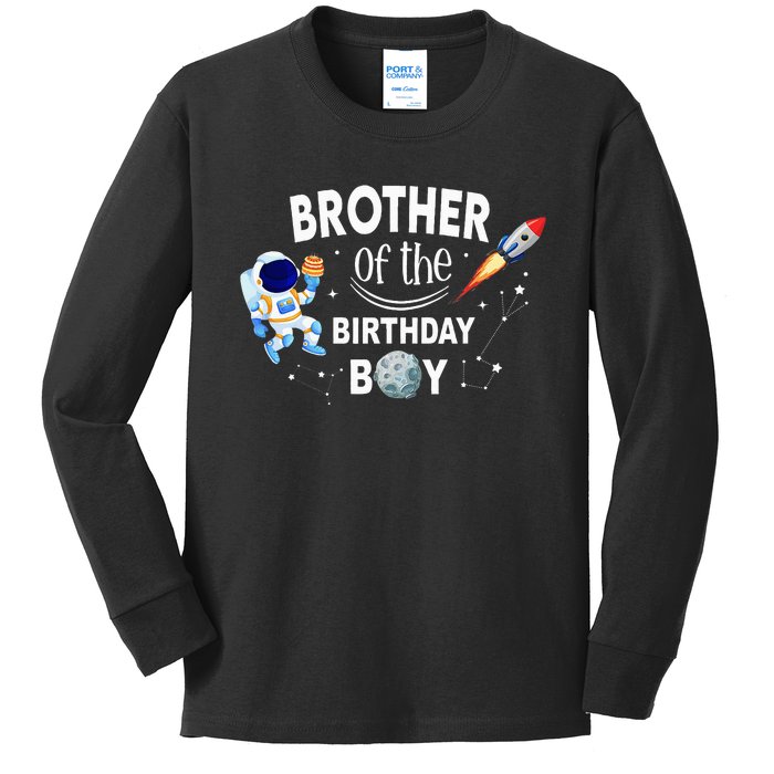 Brother of The Birthday Space Astronaut Family Kids Long Sleeve Shirt