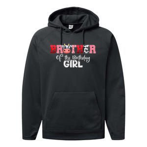 Brother of The Birthday  Cow Family Cow Farm Matching Performance Fleece Hoodie