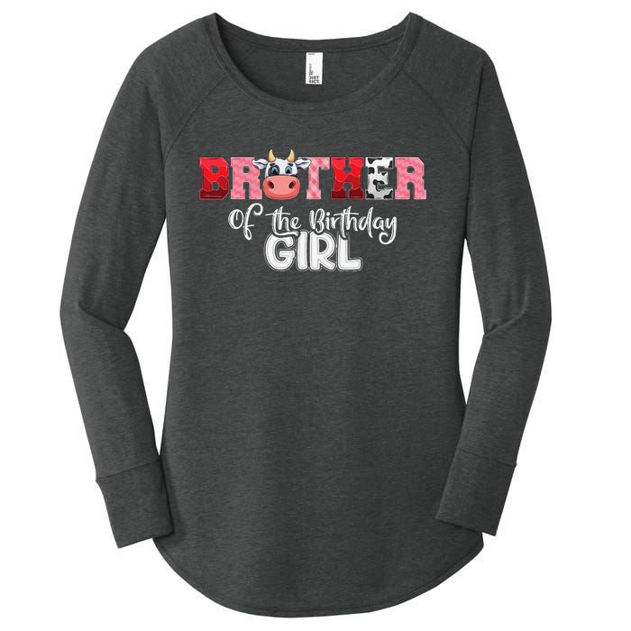 Brother of The Birthday  Cow Family Cow Farm Matching Women's Perfect Tri Tunic Long Sleeve Shirt