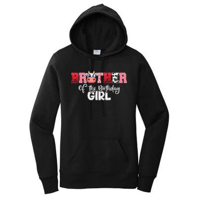 Brother of The Birthday  Cow Family Cow Farm Matching Women's Pullover Hoodie