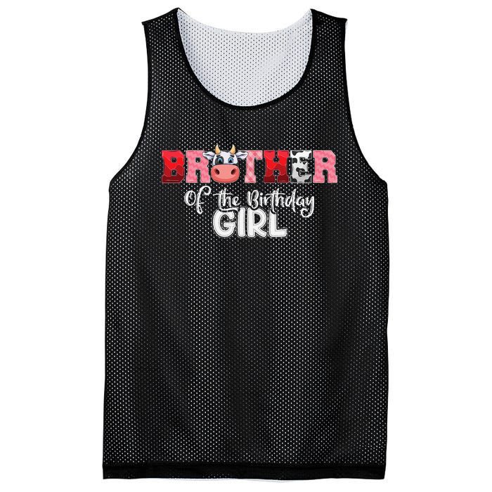 Brother of The Birthday  Cow Family Cow Farm Matching Mesh Reversible Basketball Jersey Tank