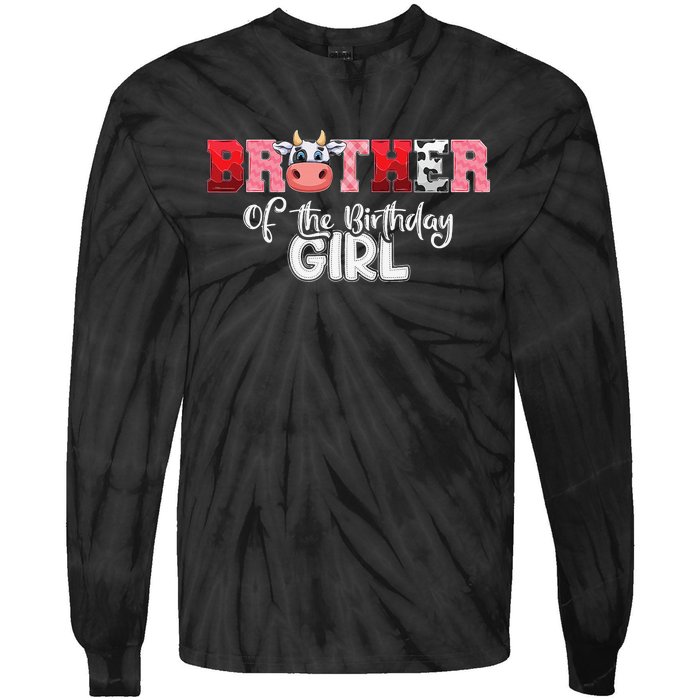 Brother of The Birthday  Cow Family Cow Farm Matching Tie-Dye Long Sleeve Shirt