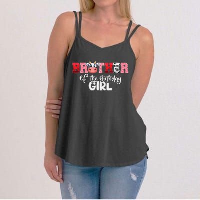 Brother of The Birthday  Cow Family Cow Farm Matching Women's Strappy Tank