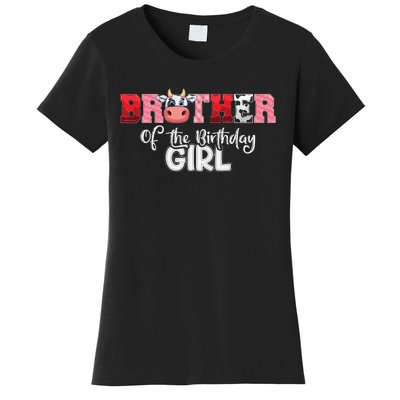 Brother of The Birthday  Cow Family Cow Farm Matching Women's T-Shirt