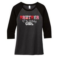 Brother of The Birthday  Cow Family Cow Farm Matching Women's Tri-Blend 3/4-Sleeve Raglan Shirt