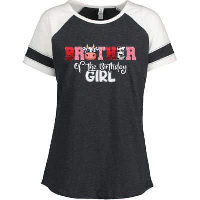 Brother of The Birthday  Cow Family Cow Farm Matching Enza Ladies Jersey Colorblock Tee