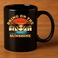 Bring On The Sunshine Retro Sunset Tropical 11oz C Handle Ceramic Mug