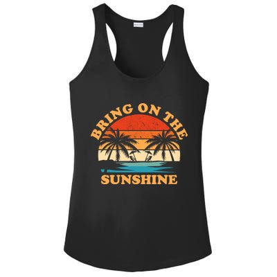 Bring On The Sunshine Retro Sunset Tropical Ladies PosiCharge Competitor Racerback Tank