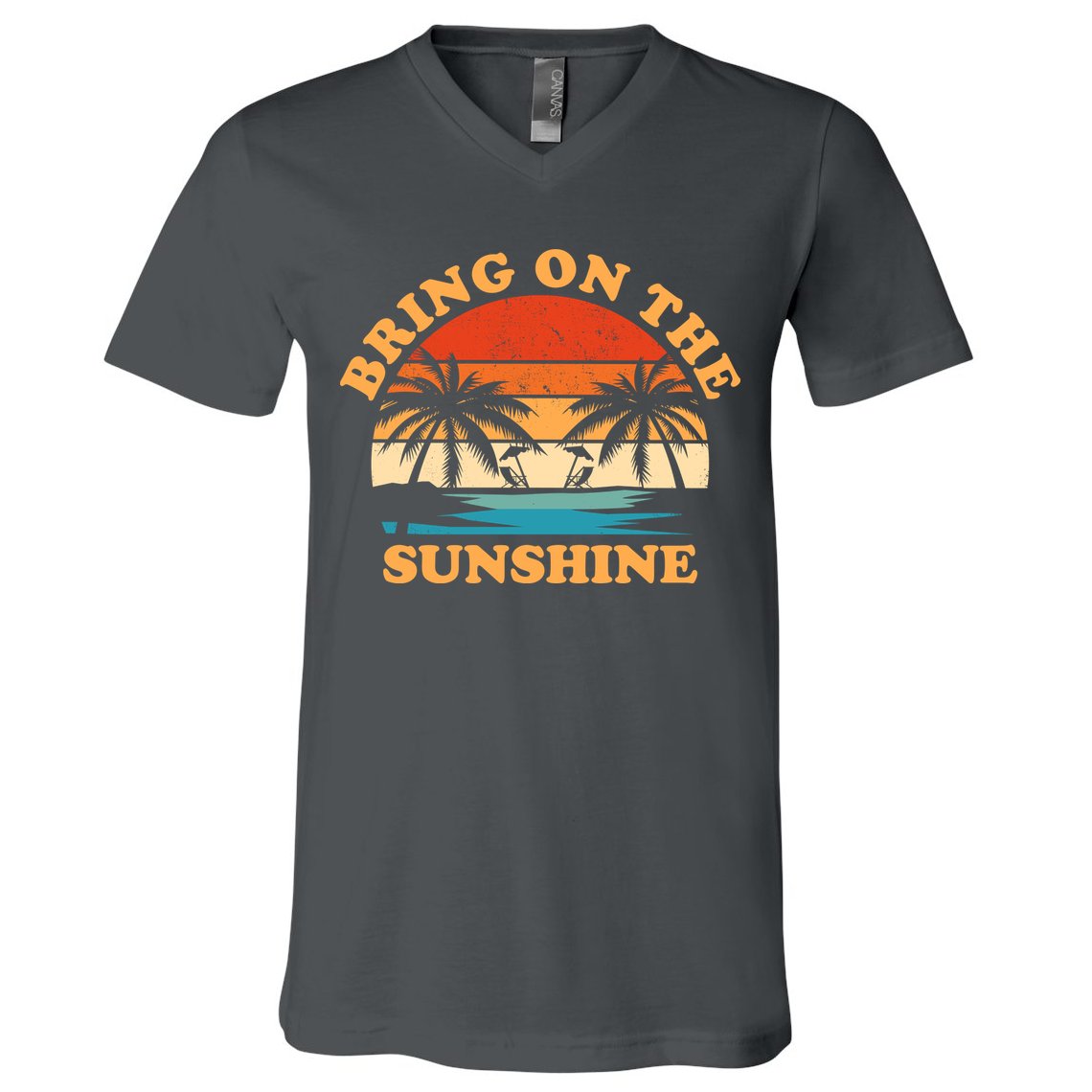 Bring On The Sunshine Retro Sunset Tropical V-Neck T-Shirt