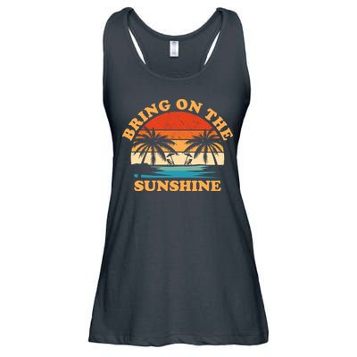 Bring On The Sunshine Retro Sunset Tropical Ladies Essential Flowy Tank