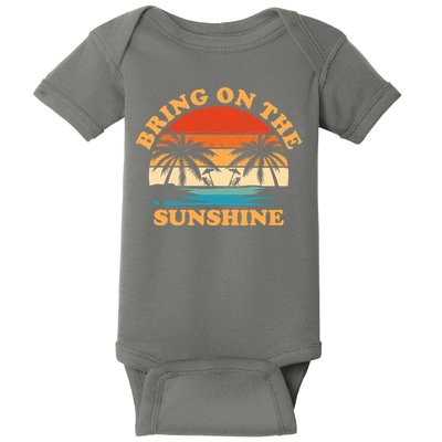 Bring On The Sunshine Retro Sunset Tropical Baby Bodysuit