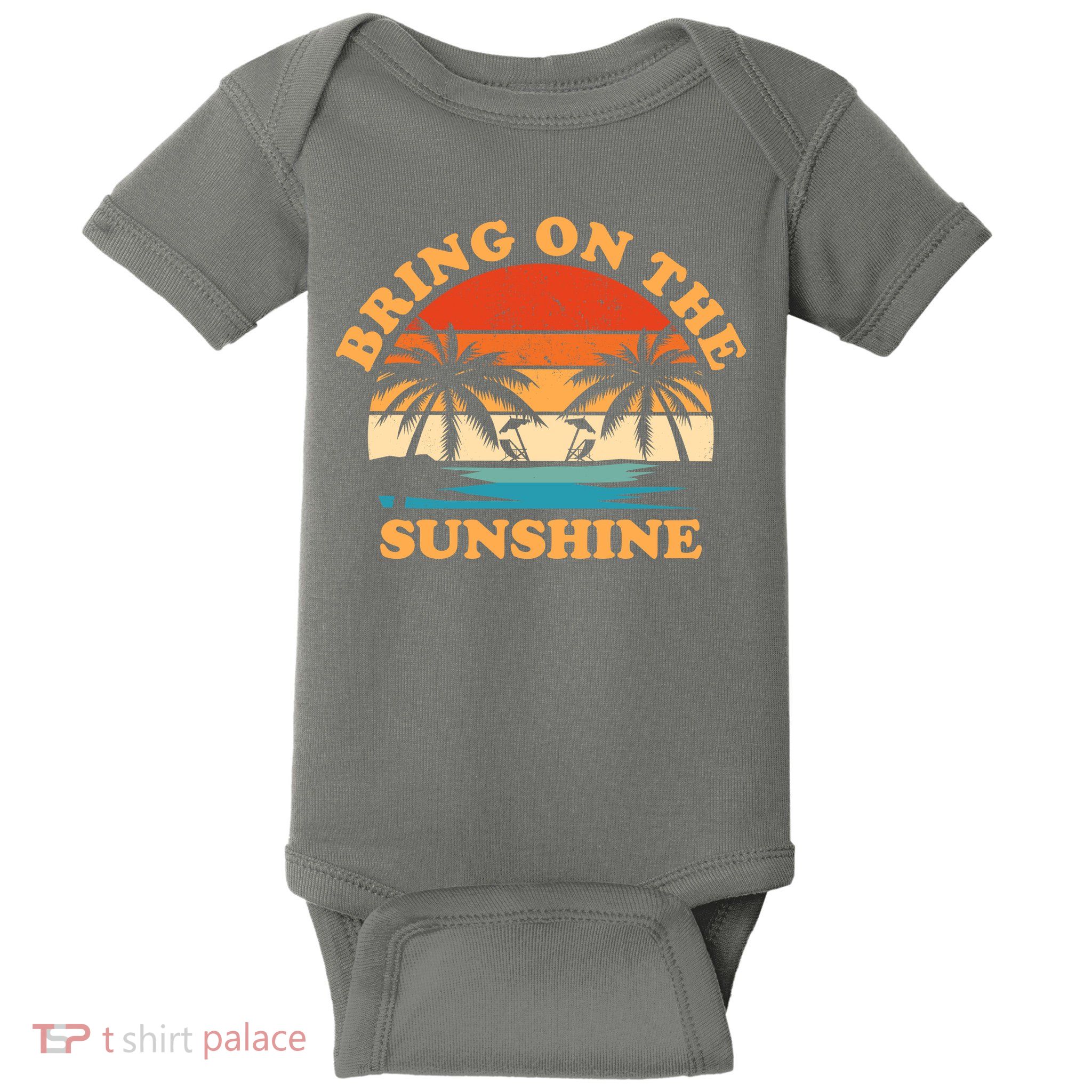 Bring On The Sunshine Retro Sunset Tropical Baby Bodysuit