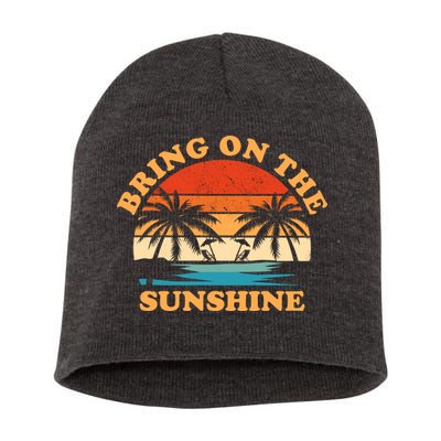 Bring On The Sunshine Retro Sunset Tropical Short Acrylic Beanie
