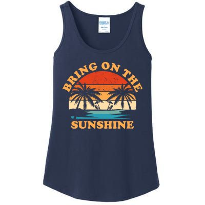 Bring On The Sunshine Retro Sunset Tropical Ladies Essential Tank