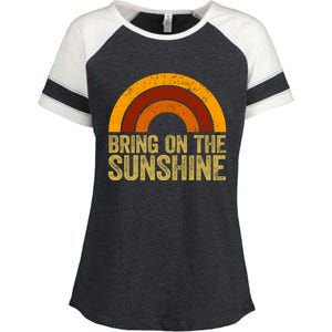 Bring On The Sunshine Gift Rainbow Retro Sunshine Meaningful Gift Enza Ladies Jersey Colorblock Tee