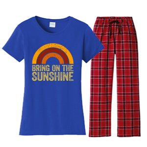 Bring On The Sunshine Gift Rainbow Retro Sunshine Meaningful Gift Women's Flannel Pajama Set