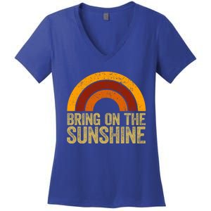 Bring On The Sunshine Gift Rainbow Retro Sunshine Meaningful Gift Women's V-Neck T-Shirt