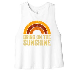 Bring On The Sunshine Gift Rainbow Retro Sunshine Meaningful Gift Women's Racerback Cropped Tank