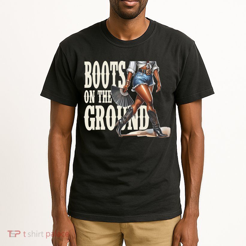 Boots On The Ground Black Cowgirl Melanin Women Gift Tall T-Shirt