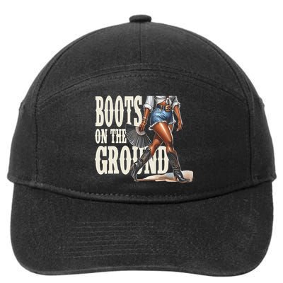 Boots On The Ground Black Cowgirl Melanin Women Gift 7-Panel Snapback Hat