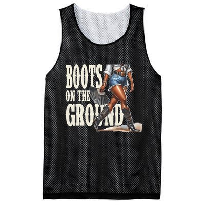 Boots On The Ground Black Cowgirl Melanin Women Gift Mesh Reversible Basketball Jersey Tank