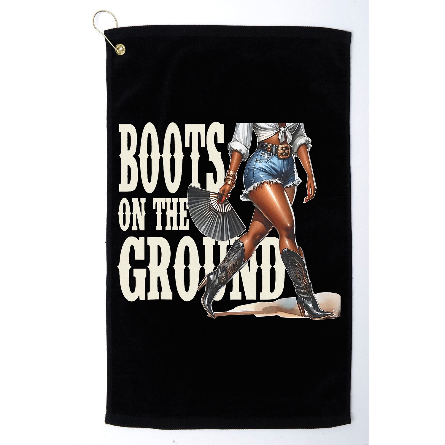Boots On The Ground Black Cowgirl Melanin Women Gift Golf Towel
