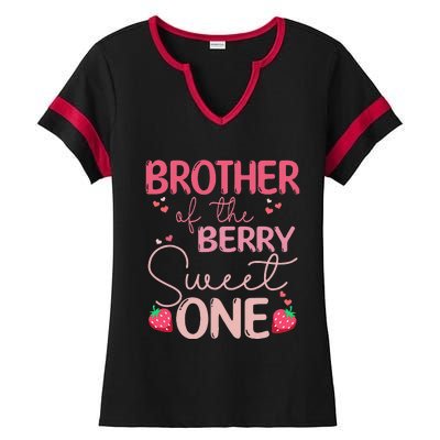 Brother Of The Berry Sweet One Strawberry First Birthday Ladies Halftime Notch Neck Tee