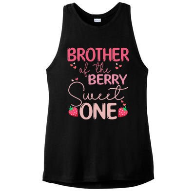 Brother Of The Berry Sweet One Strawberry First Birthday Ladies PosiCharge Tri-Blend Wicking Tank