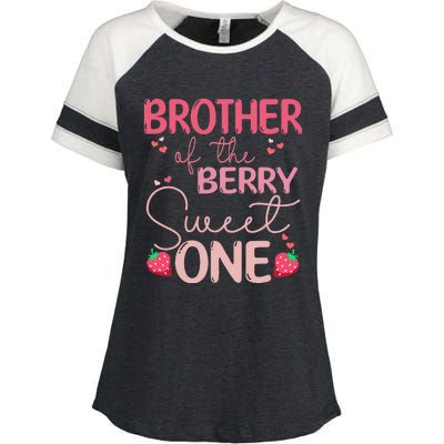 Brother Of The Berry Sweet One Strawberry First Birthday Enza Ladies Jersey Colorblock Tee