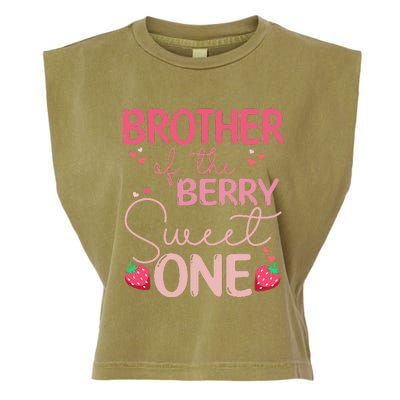 Brother Of The Berry Sweet One Strawberry First Birthday Garment-Dyed Women's Muscle Tee