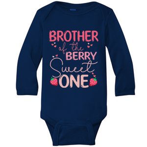 Brother Of The Berry Sweet One Strawberry First Birthday Baby Long Sleeve Bodysuit