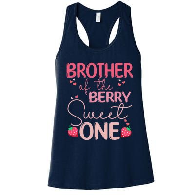 Brother Of The Berry Sweet One Strawberry First Birthday Women's Racerback Tank