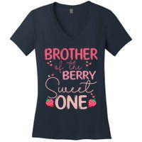 Brother Of The Berry Sweet One Strawberry First Birthday Women's V-Neck T-Shirt