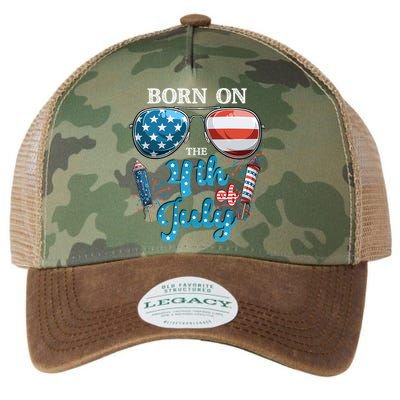 Born On The Fourth Of July 4th Of July Birthday Patriotic Legacy Tie Dye Trucker Hat