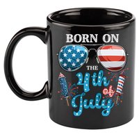 Born On The Fourth Of July 4th Of July Birthday Patriotic 11oz C Handle Ceramic Mug