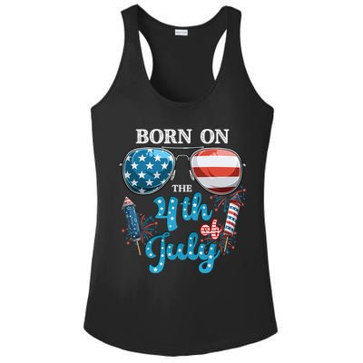 Born On The Fourth Of July 4th Of July Birthday Patriotic Ladies PosiCharge Competitor Racerback Tank