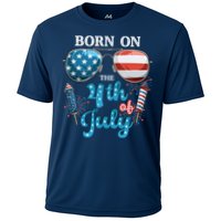 Born On The Fourth Of July 4th Of July Birthday Patriotic Cooling Performance Crew T-Shirt